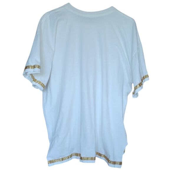 90s Vintage Nautical Top Womens XL Embroidered Anchor Gold Detail on Sleeves Hem - Picture 2 of 5